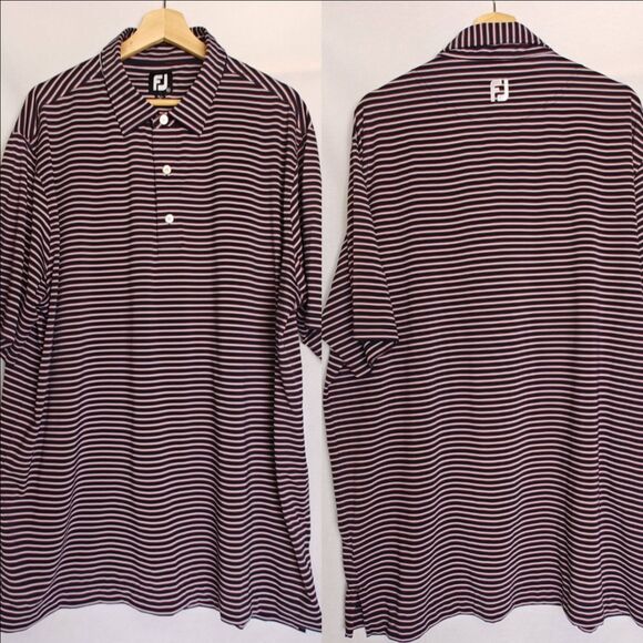 FootJoy Other - FootJoy Shirt Polo Striped Blue Red 2XL Short Sleeve Athletic Golf 28112